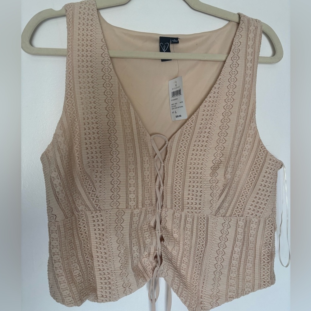 Windsor Cream Lace-Up Tank Top